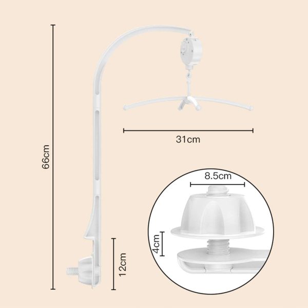 Supporto Giostrina Lettino, Carillon Meccanico e Supporto Prolungato Dado Vite Letto Campana Senza giocattoli, Piccolo Carillon a Orologeria per Culla o Box Bambini - immagine 7