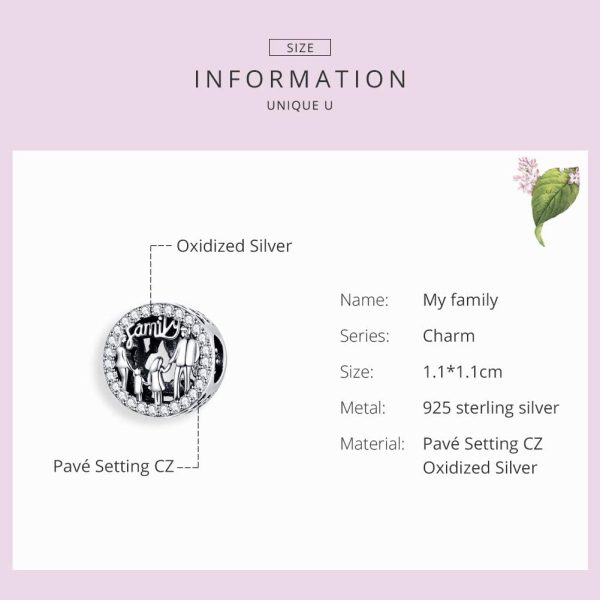 Annmors Charms Family Love Heart Dangle Charm for Bracelet 925 Sterling Silver Love Bead Charms with Cubic Zirconioa Jewelry Gifts for Women Girls Wife - immagine 5