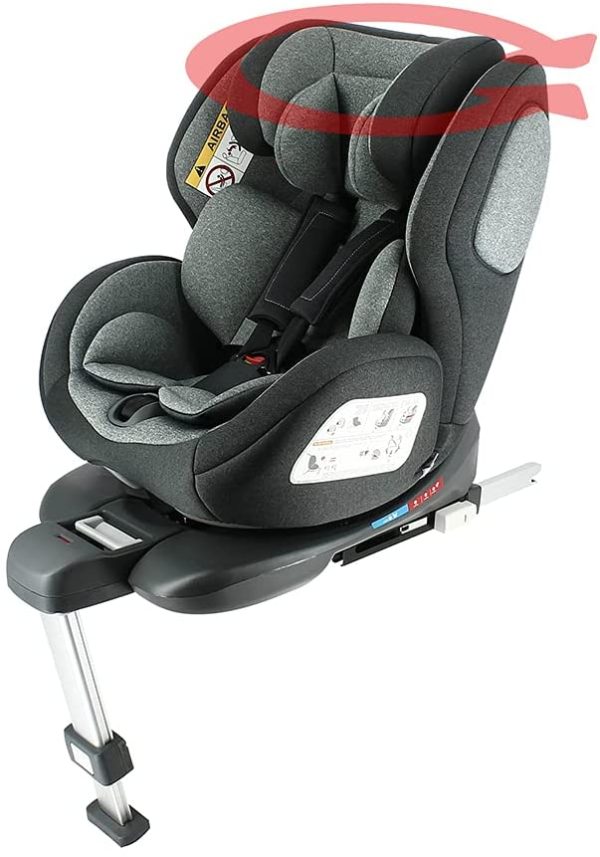 Seggiolino isofix OXALIS giratoria 360?? con gamba stabilizzatrice regolabile - Gruppo 0+/1/2/3 (0-36 Kg) - Migo (Gris oscuro) - immagine 2