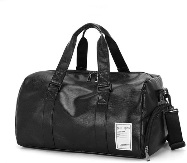 Buwico Borsa sportiva da viaggio per uomo e da viaggio, con grande capacit??, borsa da viaggio, borsa sportiva (nero impermeabile 50 cm x 30 cm) - immagine 4