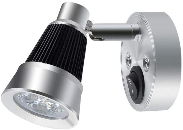 Bonlux 3W 12-24V LED Lampada da Lettura Faretti da Parete Bianco Calda 3000K Basso Voltaggio Illuminazione LED Con Interruttore per Camper Yacht Studio Camera da Letto Confezione da 2 - immagine 6