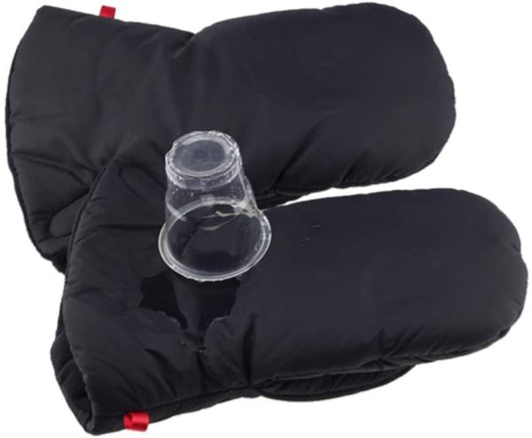 Guanti Passeggino, Enjoyfeel Stroller Hand Muff Extra Spesso Winter Waterproof Anti-freeze Gloves Proteggi-mani Per Passeggino Rimorchio Bicicletta (Black) - immagine 2