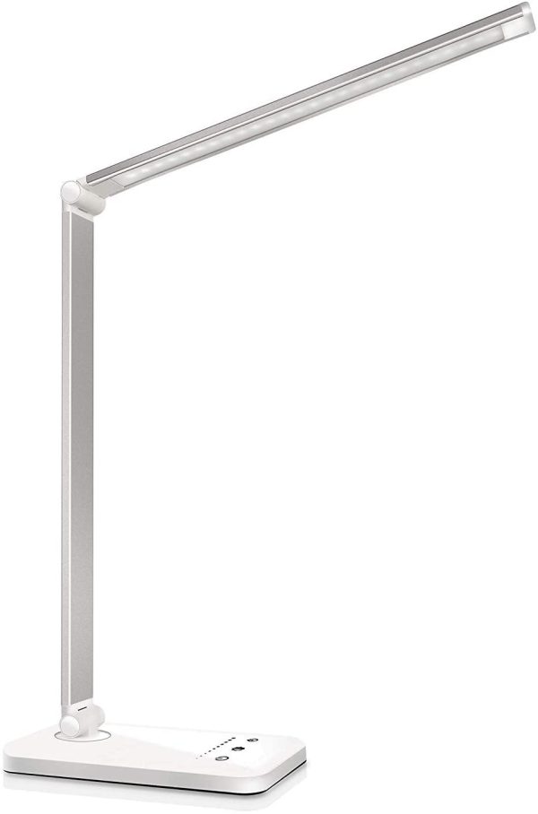 Lampada da Scrivania LED Protezione Degli Occhi, lampada Touch Control Pieghevole per cameretta,ufficio, con porta di ricarica USB, 10 livelli di luminosit?? 5 modalit?? di illuminazione - immagine 7