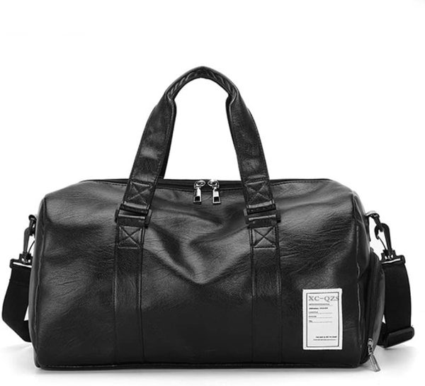 Buwico Borsa sportiva da viaggio per uomo e da viaggio, con grande capacit??, borsa da viaggio, borsa sportiva (nero impermeabile 50 cm x 30 cm) - immagine 5