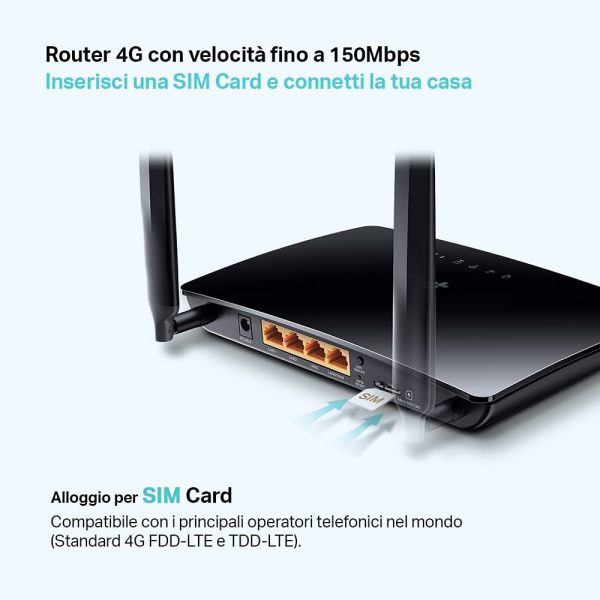 TL-MR6400 Router 4G LTE fino a 150 Mbps/Wireless N fino a 300Mbps, Porta LAN/WAN, Senza configurazione, Antenne Staccabili, Versione 4.0 - immagine 6