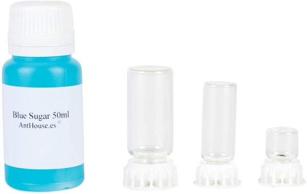 AntHouse Pack Abbeveratoio per Formiche + Super Alimento Blue Sugar - Set di 3 Abbeveratoi 3D da 1 ml, 5 ml e 10 ml. Compatibili con Tutti i Terrari e Formicai Contiene Nutriente a Base di Zucchero - immagine 2