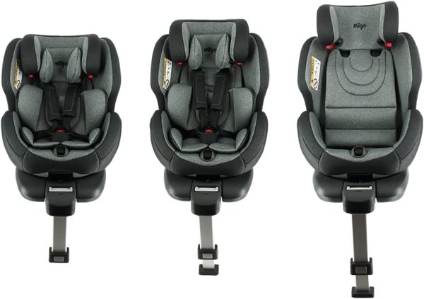 Seggiolino isofix OXALIS giratoria 360?? con gamba stabilizzatrice regolabile - Gruppo 0+/1/2/3 (0-36 Kg) - Migo (Gris oscuro) - immagine 8