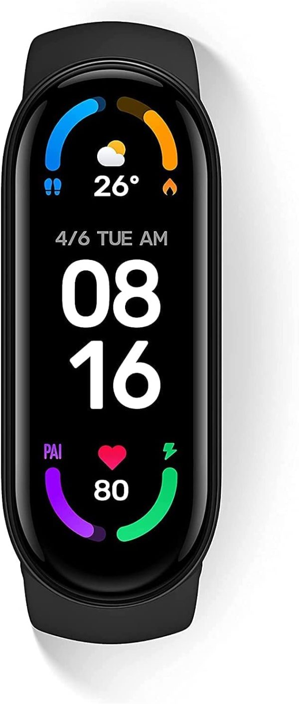 Xiaomi Mi Smart Band 6 Schermo AMOLED da 1,56 Pollici, Monitor Della Frequenza Cardiaca e Dell'ossigeno Nel Sangue 24 ore, Tracker Fitness Bluetooth, 5ATM, Versione Globale, Nero - immagine 2