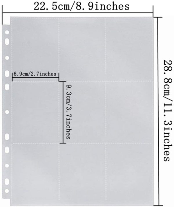 Goldoars Carte Collezionabili da 450 Tasche 50 Pagine 9-Pocket, Neutro Raccoglitore Carte per Pok??mon, Trading Card Sleeves con 11-Ring Collector Album, Trasparente Accessori per Carte collezionabili - immagine 4