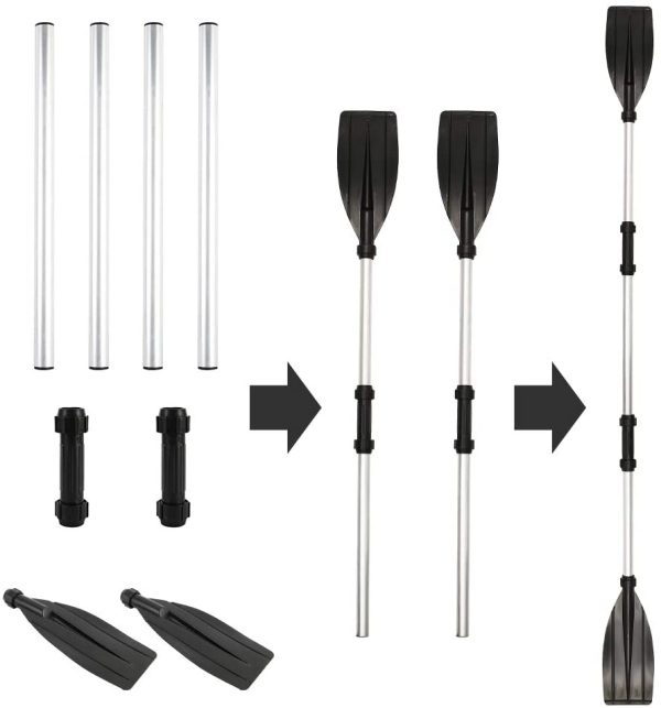 Your's Bath Set di 2 pagaie Kayak in alluminio, rimovibili, lunghezza ca. 203 cm, smontabile a 33 cm, doppio paddle per canoa, gommoni, materassi ad aria