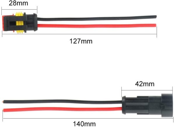 5 Kit 2 Pin Auto Impermeabile Connettore, Connettori Elettrici per Presa, Auto Electrical Connector Spina con Filo, Isolato e Sigillato