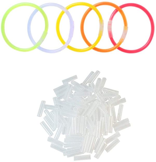 Vicloon Braccialetti Luminosi Fluorescenti, 100Pcs Luminose per Party, Bagliore Colorato Bastoni Bulk con Connettori per Party, Feste e Carnevale (Colori Misti) - immagine 3