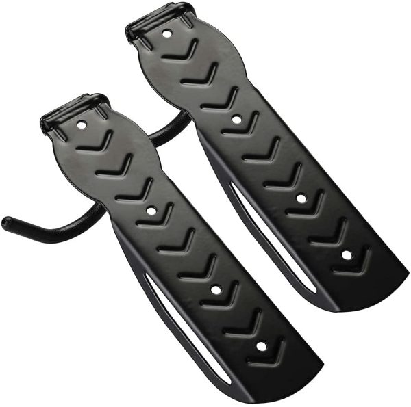 Set 2 Staffe Ganci Porta Bicicletta Bici da Parete Muro Staffa Gancio Supporto Pieghevole in Gomma Salvaspazio per Mountain Bike Superficie Antiscivolo in Acciaio per Casa Cantina Garage - immagine 3