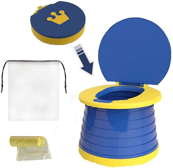 NETT Toilette Pieghevole per Bambini,Vasino Da Viaggio,Sedia da Toilette Pieghevole,Sedile Vasino Portatile,Vasino da Viaggio Indoor Outdoor per Addestramento del Bambino con Borsa da Viaggio (blu)