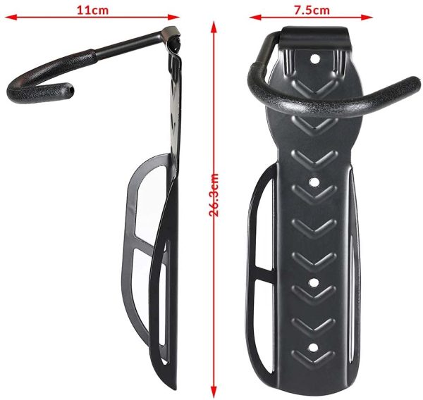 Set 2 Staffe Ganci Porta Bicicletta Bici da Parete Muro Staffa Gancio Supporto Pieghevole in Gomma Salvaspazio per Mountain Bike Superficie Antiscivolo in Acciaio per Casa Cantina Garage - immagine 6