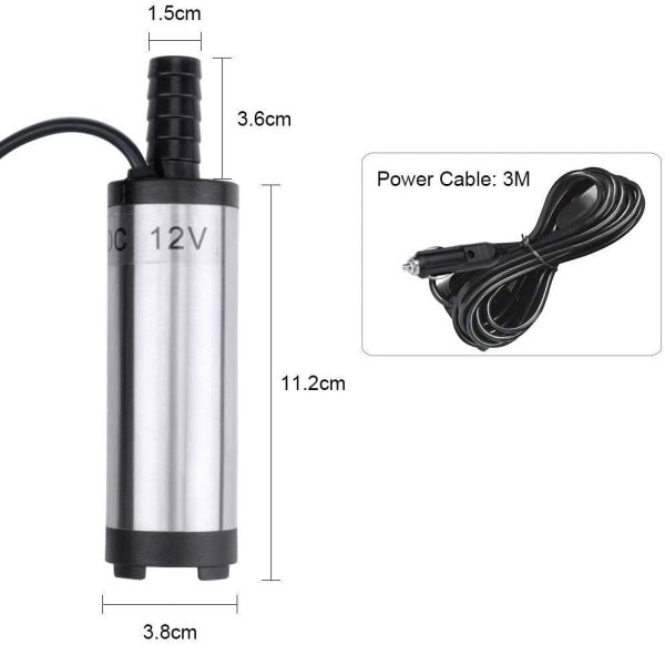 flintronic Pompa Acqua e Olio, 12V 38mm Pompa Sommersa Elettrica Pompa Combustibile con Filtro Rimovibile Diesel Aspirazione per Olio Gasolio e Acqua per Auto, Caravan, Marino, Barca - immagine 8