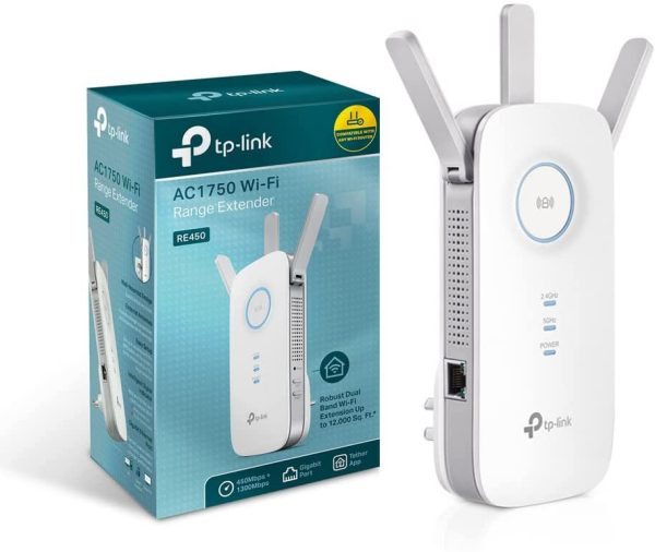 Ripetitore WiFi Wireless, Velocit?? Dual Band AC1750, WiFi Extender e Access Point, Compatibile con Modem Fibra e ADSL, 1 Porta Gigabit(RE450)