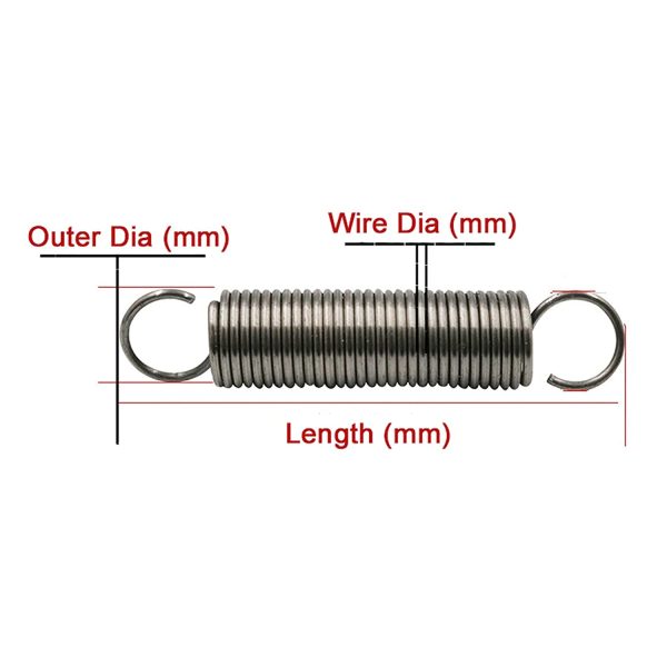 1pcs filo Diametro 4,0mm Tensione molla a trazione Diametro esterno 25mm Lunghezza 80mm - 500mm, 4x25x80mm