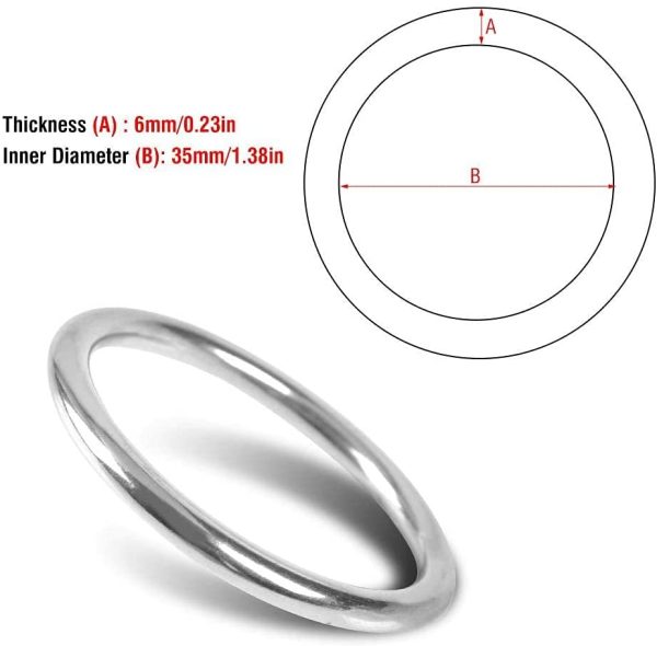 Demeras Anello saldato O Ring in Acciaio Inossidabile per Barche Anello saldato Marino Cerchio lucidato per Anelli Yoga Animali Domestici Arrampicata Subacquea - immagine 2