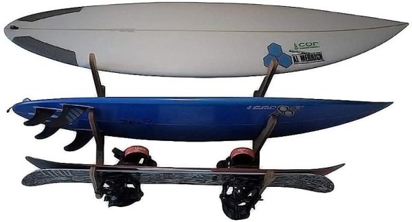 COR Surf Mensola a Muro a Tre Ripiani | Regge 3 Tavole da Surf | Espositore per Tavole da Surf | Longboard Shortboard | Snowboard