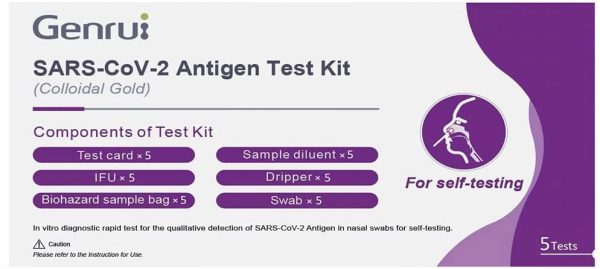 Genrui 5 Kit di Test Rapidi Nasali (oro colloidale) per l'antigene del Nuovo Coronavirus (COVID-19) per auto-test Test antigenico professionale per profani(5) - immagine 4