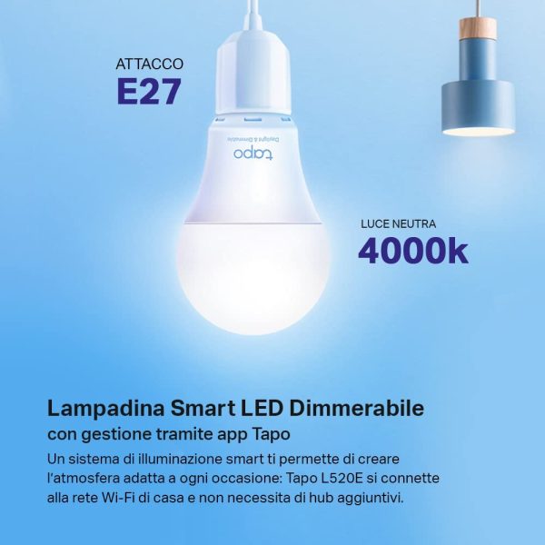 Lampadina Wi-Fi E27, Funziona Con Amazon Alexa E Google Home, Bianco - immagine 6