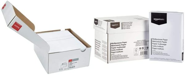 Elco 60296 confezione da 500 buste con finestra, formato DL, colore: bianco & Amazon Basics Carta da stampa multiuso A4 80gsm, 5x500 fogli, bianco