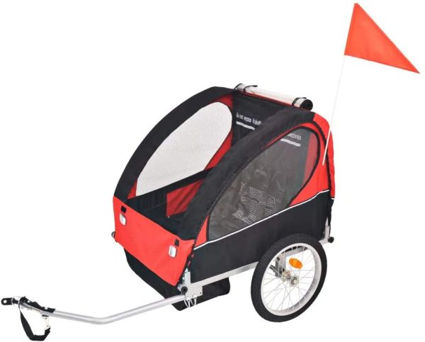 Rimorchio da Bici per Bambini, Rimorchio per bici Carrello per Bambini, Max. 30 kg, Sistema Cinghia a 5 Punti, 137 x 77 x 87 cm (rosso) - immagine 5