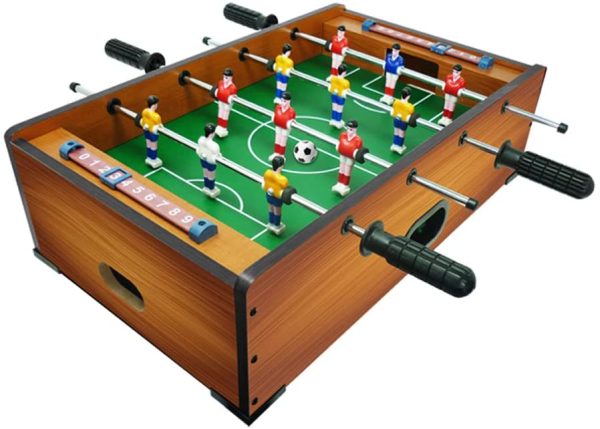 Sport One Calcetto e biliardo da appoggio, Gioco da tavolo 6 in 1, Calcetto balilla misure 51x31x16cm, Bigliardino da casa con giochi da tavola: ping pong, scacchi, dama, backgammon, Legno