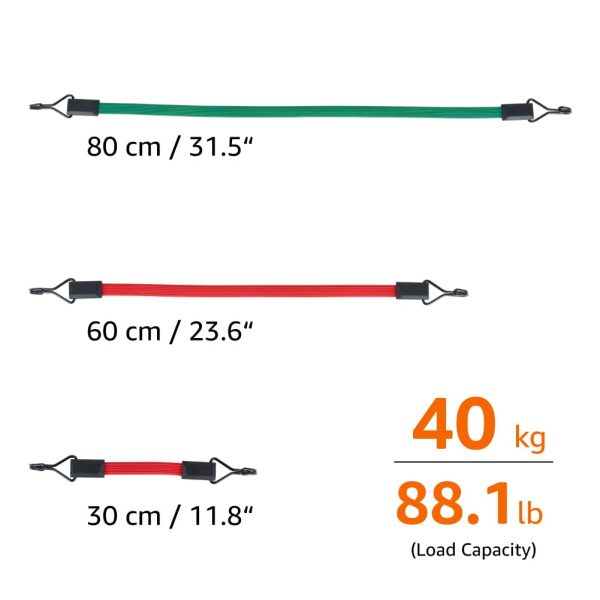 Amazon Basics Cinghie di fissaggio, lunghezza 2.5 m, larghezza 25 mm & Corde elastiche piatte, 80 cm, 60 cm - immagine 5