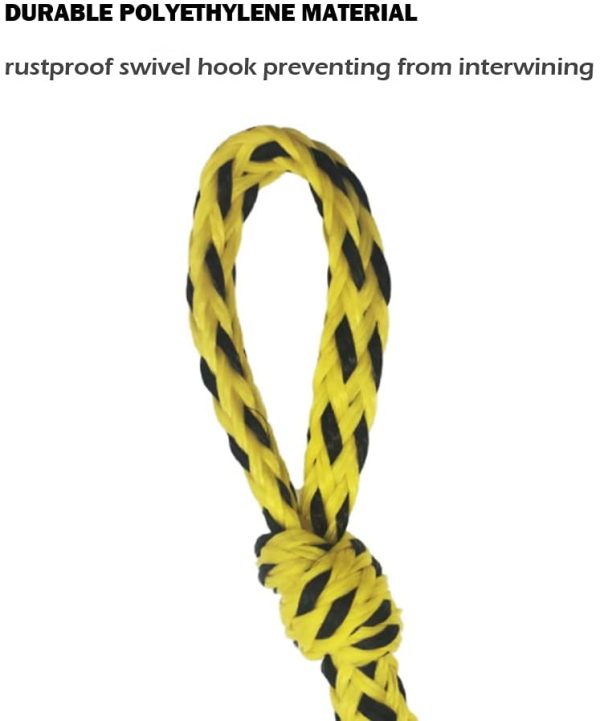 2 Confezioni Tow Rope, cavo di collegamento per sci nautico Cavo di traino Connettore per tubi per tubi, sci, wakeboard con Seadoo, 45 cm (Yellow black dot) - immagine 5