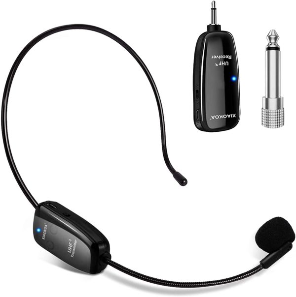 XIAOKOA Wireless Microfono,UHF Microfono Senza Fili, 50 m Di Trasmissione Wireless,Archetto e Palmare 2-in-1,per Guida Turistica/Insegnamento/Promozione/Discorso - immagine 7