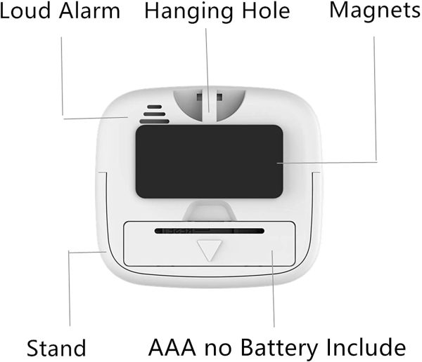 NIAGUOJI - Timer da cucina digitale con grande schermo LCD, timer magnetico con sveglia forte e conto alla rovescia (bianco) - immagine 5