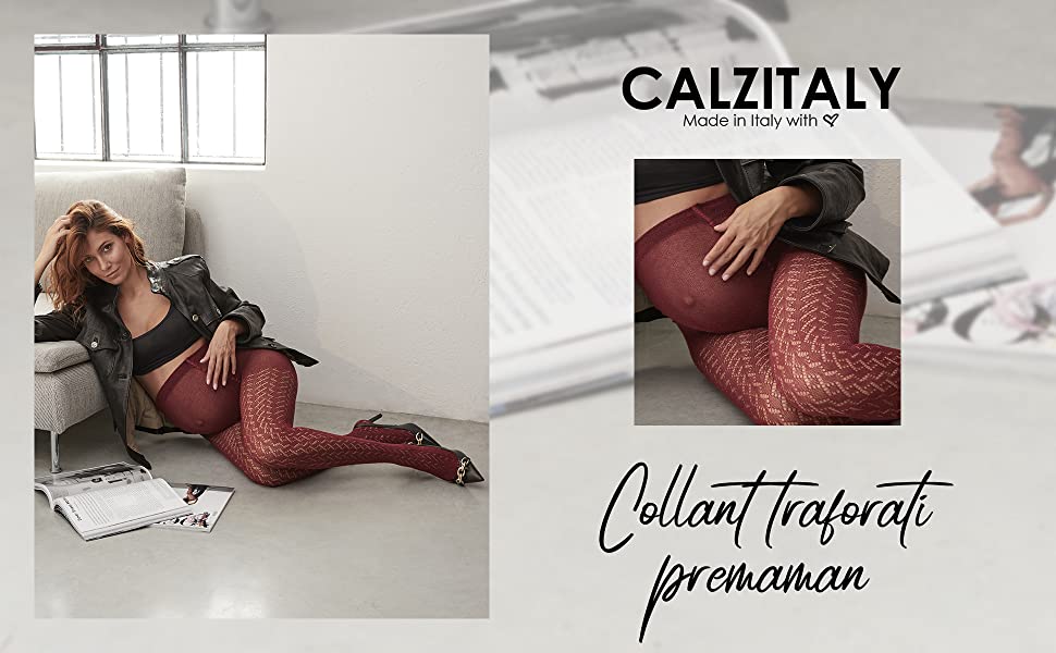 Collant Gravidanza premaman Donna In Cotone, Collant traforati, Collant lavorati, collant fantasia