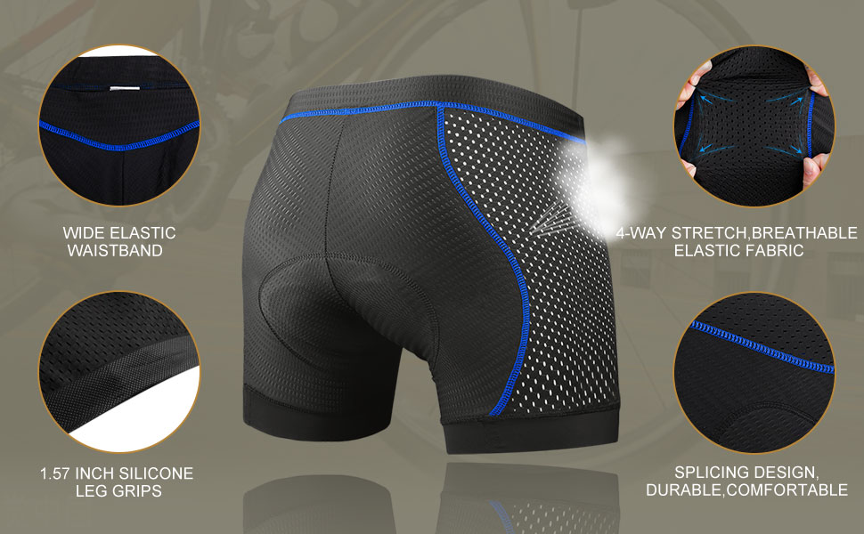 Ciclismo Uomo 5D Gel Imbottito Boxer Traspirante