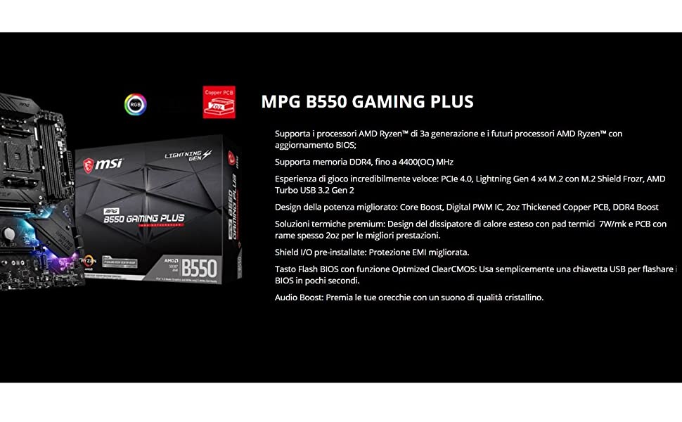 MB MSI MPG B550 GAMING PLUS ATX AMD AM4