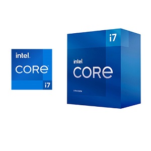 Intel i7 11th generation processor logo and box