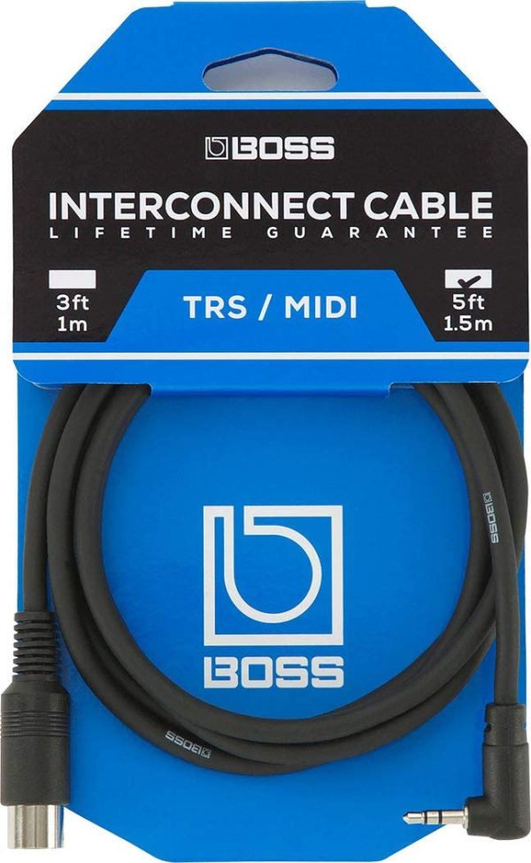 BOSS BMIDI-5-35 Spina Stereo da 3,5 mm / Midi, da TRS (maschio) angolo retto da 3,5 mm a MIDI (maschio) 5-pin, lunghezza 1,5 M/5ft - immagine 3