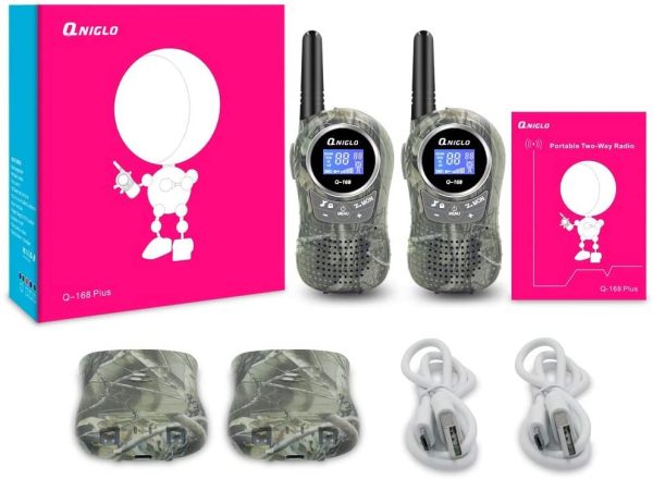 QNIGLO Walkie Talkie Ricaricabili per Bambini, 2 Miglia A Lunga Distanza E 8 Canali, Walkie Talkie con Attivazione Vocale PMR Ricaricabile per Adulti E Bambini - immagine 5