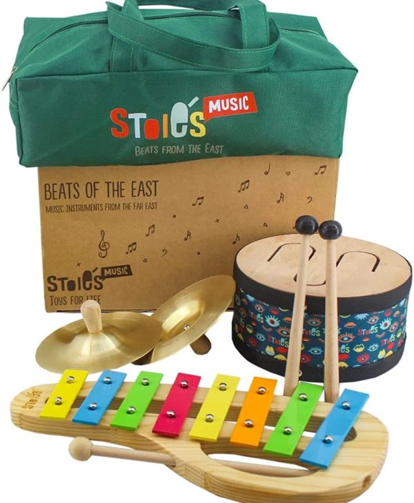 Stoie's Beats from The East - Set Musicale in Legno per Bambini ?C Strumenti Giocattolo internazionali con Borsa ?C promuove creativit??, cooperazione e Legame familiare ?C Costruzione sicura per Bambini - immagine 6