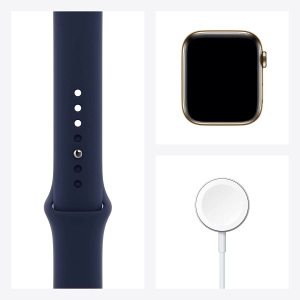 Apple Watch Series 6 GPS + Cellular, Cassa 44 mm in acciaio inossidabile color oro con Cinturino Sport Deep Navy - immagine 3