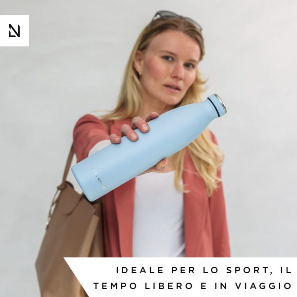 Lars NYS?M Borraccia Termica da 500ml in Acciaio Inox | Bottiglia isolata Senza BPA | Bottiglia d'Acqua a Tenuta stagna per Sport, Bicicletta, Cane, Bambino Bambini - immagine 6