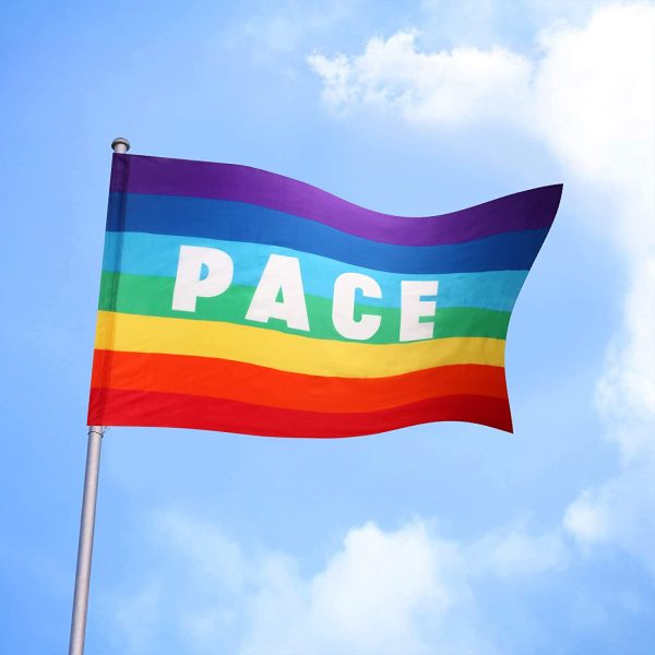 Bandiera Pace Arcobaleno, Bandiera Pace 90x150cm, Bandiera Della Pace Dell'Ucraina, Bandiere Pace, Rainbow Flag per Interno, Esterno, Giardino (A) - immagine 5