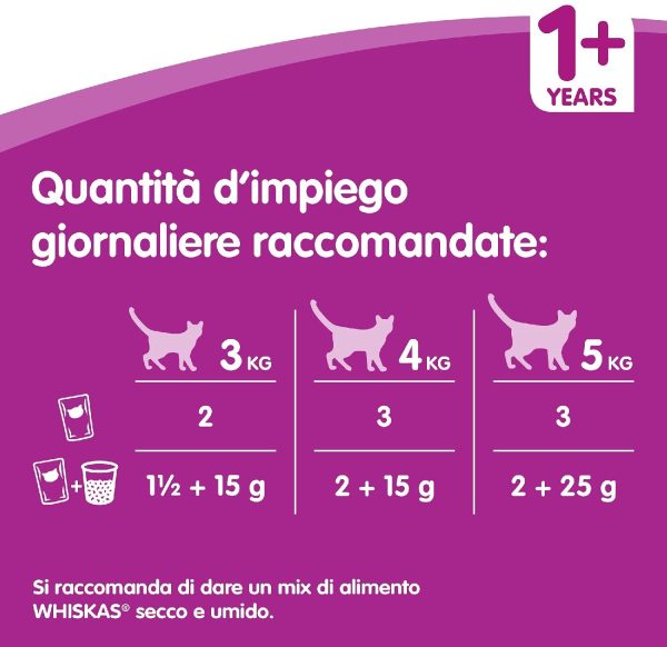 Whiskas Pranzetti in Salsa 1+ Anni 6 x 50 g, Cibo per Gatto con Manzo, Carote, Tacchino, Pollo e Piselli - 12 Confezioni (72 Pezzi in Totale)