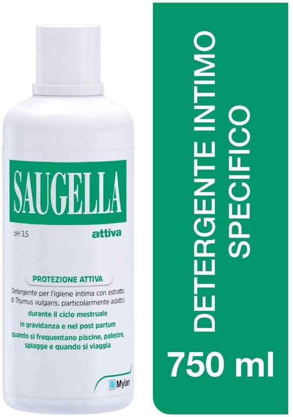 Saugella Protezione Attiva, Detergente Per L'Igiene Intima, A Base Di Thymus Vulgaris - 750 Ml - immagine 2