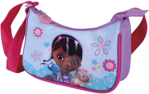 Borsa Tracolla Bambina Dottie Dottoressa Peluche - Pratica Borsetta Messenger con Draghetto e Bianchina - Tracollina Regolabile Rosa e Azzurra per Asilo e Tempo Libero - Perletti 20x11x6 cm - immagine 4