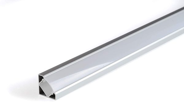 KingLed - Profilo in Alluminio Angolare 45 Gradi da 1 Metro Modello 007 con Cover Opaco Per Striscia Led Cod 1242 - immagine 4