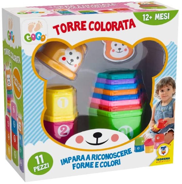 Teorema 64171 - Torre Colorata con Lettere e Numeri da Impilare, Multicolore - immagine 2