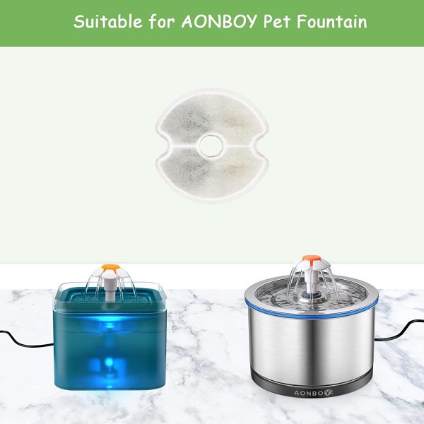 AONBOY 4 Pezzi Filtri Per 2,5L Fontana Per Gatti Fiore Fontanella Acqua, Adatto Per Fontana Gatto/Cane in Acciaio Inox, Tripla Filtrazione(Soddisfa le esigenze di sostituzione di 2-4 mesi) (12Pezzi)