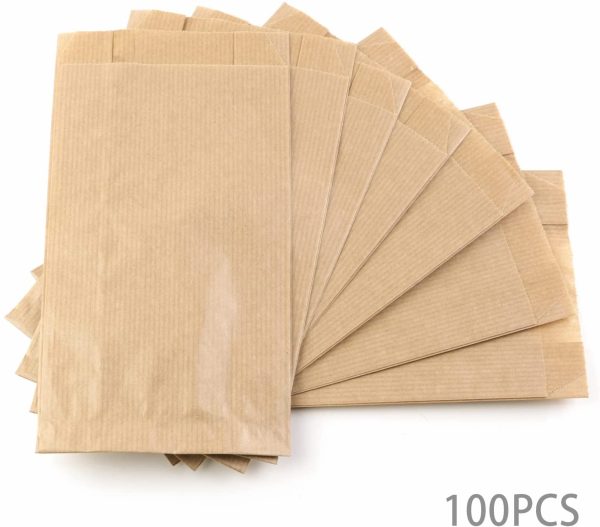 PACKRA - Sacchetti Carta Kraft, Buste Regalo di Carta, Sacchetti Alimentari carta Piccoli, Sacchetti Pane per Trasportare Articoli e Acquisti da Asporto, Cibo, Libri (100 pezzi, 15cm x 27cm x 6cm) - immagine 2